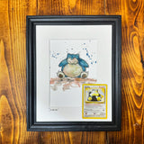 Snorlax - Original Watercolour with 1995 Pokèmon Card