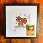 Vulpix Original Watercolour with 1995 Pokèmon Card
