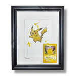 Pikachu - Original Watercolour with 1995 Pokèmon Card