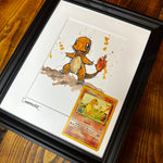 Charmander - Original Watercolour with 1995 Pokèmon Card