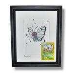 Butterfree - Original Watercolour with 1995 Pokèmon Card
