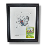 Butterfree - Original Watercolour with 1995 Pokèmon Card