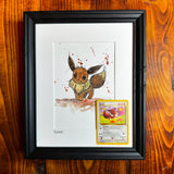 Eevee - Original Watercolour With 1995 Pokèmon Card