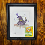 Ekans - Original Watercolour with 1995 Pokèmon Card