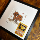 Vulpix Original Watercolour with 1995 Pokèmon Card
