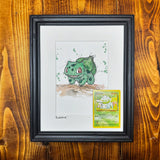 Bulbasaur - Original Watercolour with 1995 Pokèmon Card