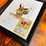 Eevee - Original Watercolour With 1995 Pokèmon Card