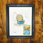 Omanyte - Original Watercolour with 1995 Pokèmon Card