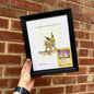 Dark Jolteon - Original Watercolour with Vintage 1995 Pokèmon Card