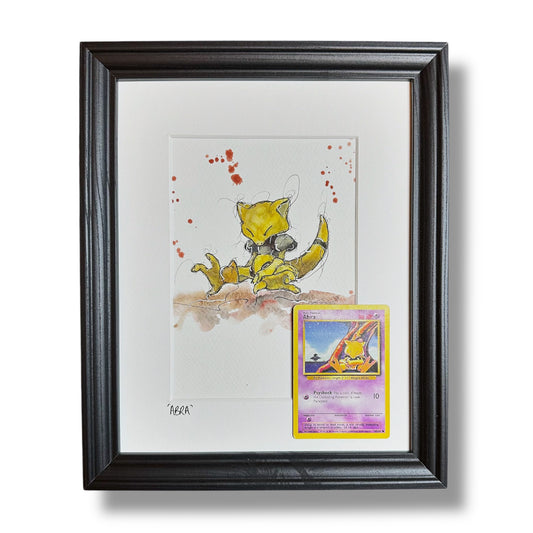 Abra - Original Watercolour with 1995 Pokèmon Card