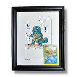 Squirtle - Original Watercolour With 1995 Pokèmon Card