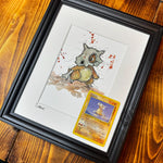 Cubone - Original Watercolour with 1995 Pokèmon Card