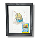 Omanyte - Original Watercolour with 1995 Pokèmon Card