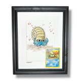 Omanyte - Original Watercolour with 1995 Pokèmon Card