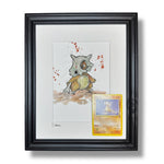 Cubone - Original Watercolour with 1995 Pokèmon Card