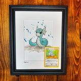 Dratini - Original Watercolour with 1995 Pokèmon Card