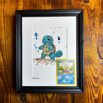 Squirtle - Original Watercolour With 1995 Pokèmon Card