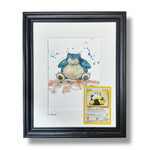 Snorlax - Original Watercolour with 1995 Pokèmon Card