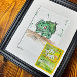 Bulbasaur - Original Watercolour with 1995 Pokèmon Card