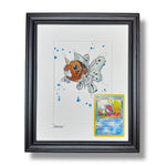 Seaking - Original Watercolour with 1995 Pokèmon Card
