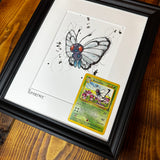 Butterfree - Original Watercolour with 1995 Pokèmon Card