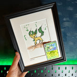 Leafeon- Original Watercolour with Reverse Holo Pokèball Card