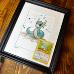Dratini - Original Watercolour with 1995 Pokèmon Card
