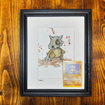 Cubone - Original Watercolour with 1995 Pokèmon Card