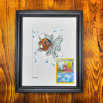 Seaking - Original Watercolour with 1995 Pokèmon Card