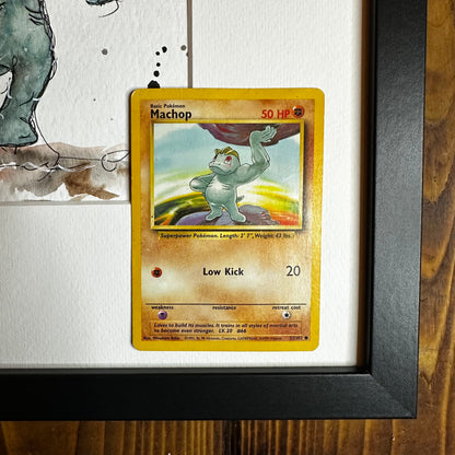 Machop - Original Watercolour with 1995 Pokèmon Card