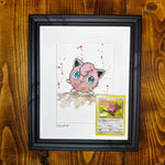 Jigglypuff - Original Watercolour with 1995 Pokèmon Card