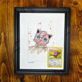 Jigglypuff - Original Watercolour with 1995 Pokèmon Card