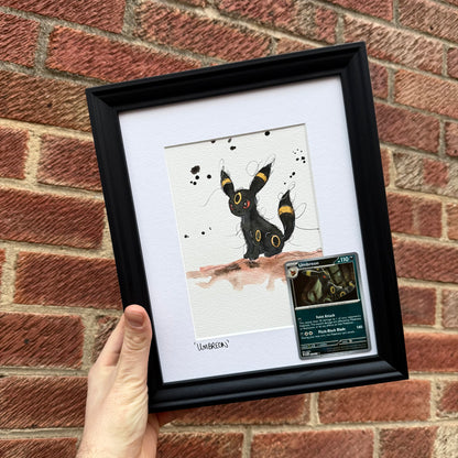 Umbreon - Original Watercolour with Reverse Holo Pokèball Card