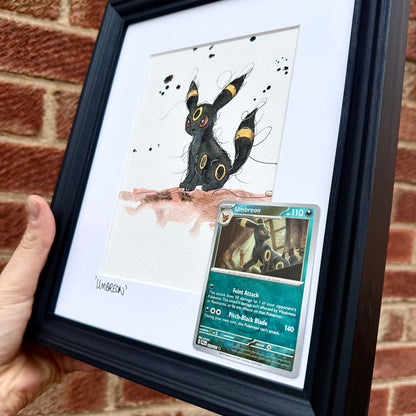 Umbreon - Original Watercolour with Reverse Holo Pokèball Card