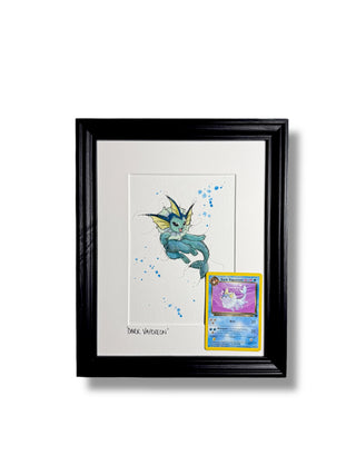 Dark Vaporeon - Original Watercolour with original 1995 Pokmon Card Halewood Illustrations Dark Vaporeon - Original Watercolour with original 1995 Pokmon Card Halewood Illustrations